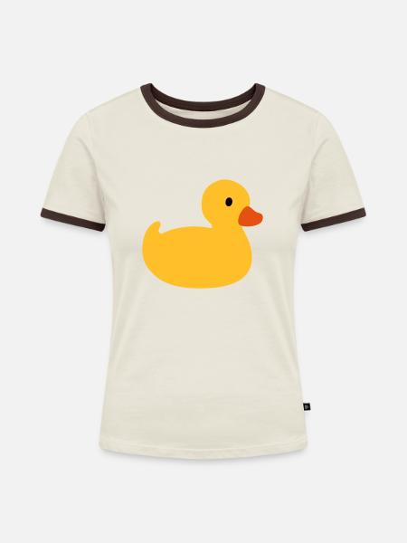 Quietscheente - Frauen Kontrast-T-Shirt - Off-White/Dunkelbraun
