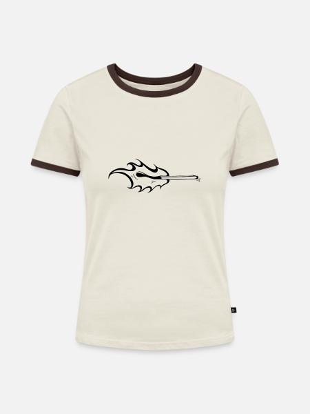 Streichholz - Frauen Kontrast-T-Shirt - Off-White/Dunkelbraun