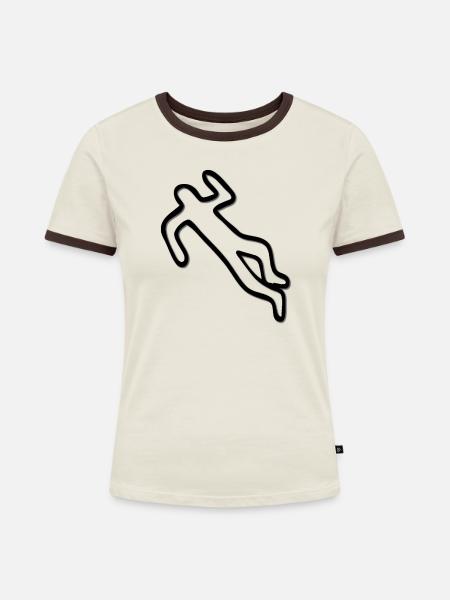 umriss dunkel - Frauen Kontrast-T-Shirt - Off-White/Dunkelbraun