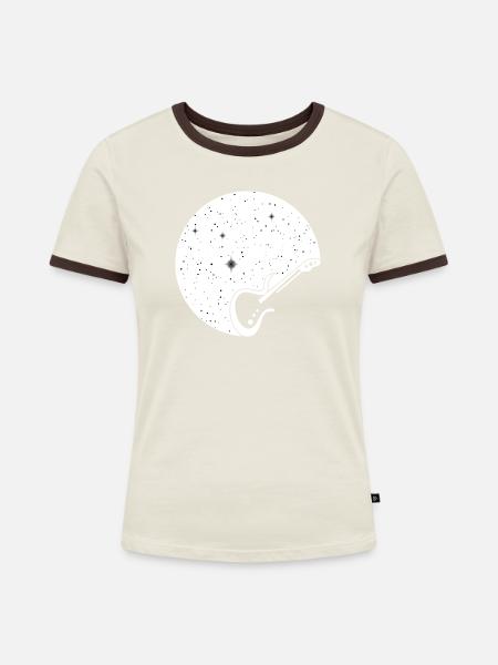 Guitar StarryNight - auf dunkel - Frauen Kontrast-T-Shirt - Off-White/Dunkelbraun