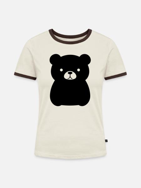 Bärenjunges - Frauen Kontrast-T-Shirt - Off-White/Dunkelbraun
