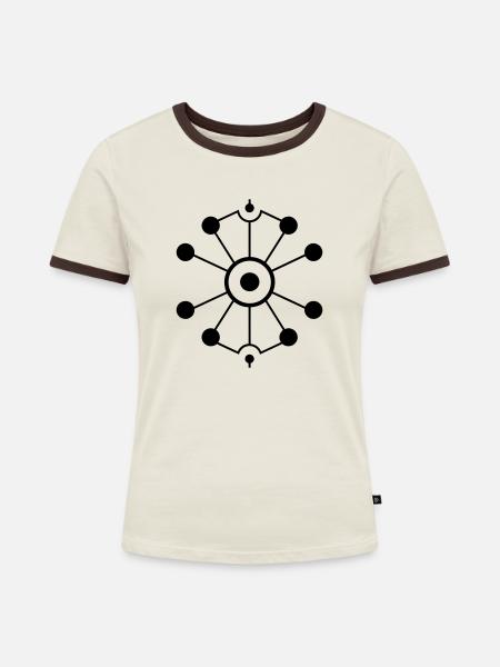 Molekül - Frauen Kontrast-T-Shirt - Off-White/Dunkelbraun