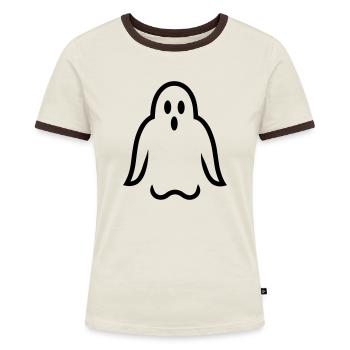 Geist - Frauen Kontrast-T-Shirt - Off-White/Dunkelbraun - Vorne - AI Model Female 172 dark (172cm)