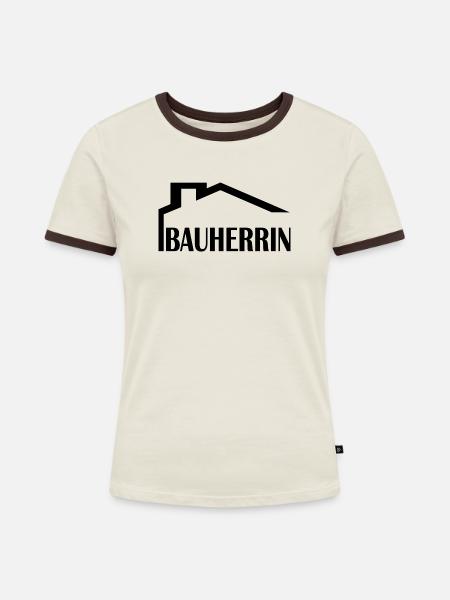 Bauherrin 2 - Frauen Kontrast-T-Shirt - Off-White/Dunkelbraun