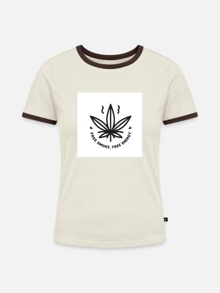 WeedWear - Frauen Kontrast-T-Shirt - Off-White/Dunkelbraun