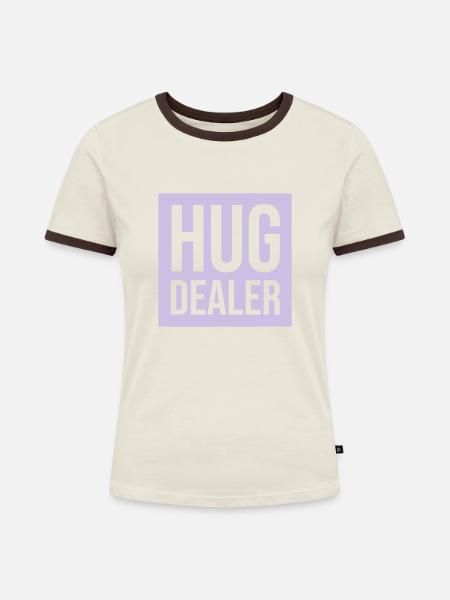 Hug Dealer - Frauen Kontrast-T-Shirt - Off-White/Dunkelbraun