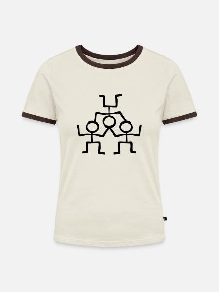 Acrobaten Acrobatic - Frauen Kontrast-T-Shirt - Off-White/Dunkelbraun