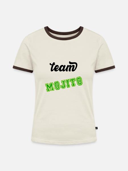 Team MOJITO - Frauen Kontrast-T-Shirt - Off-White/Dunkelbraun