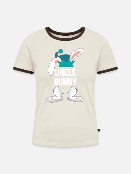 Onkel Osterhase Frohe Ostern - Frauen Kontrast-T-Shirt - Off-White/Dunkelbraun