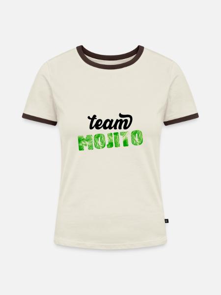 Team MOJITO - Frauen Kontrast-T-Shirt - Off-White/Dunkelbraun