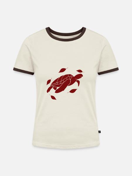 Schildkröte / Kriechtier - Reptilie - Frauen Kontrast-T-Shirt - Off-White/Dunkelbraun