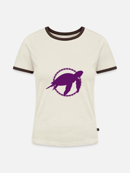 Schildkröte / Kriechtier - Reptilie - Frauen Kontrast-T-Shirt - Off-White/Dunkelbraun