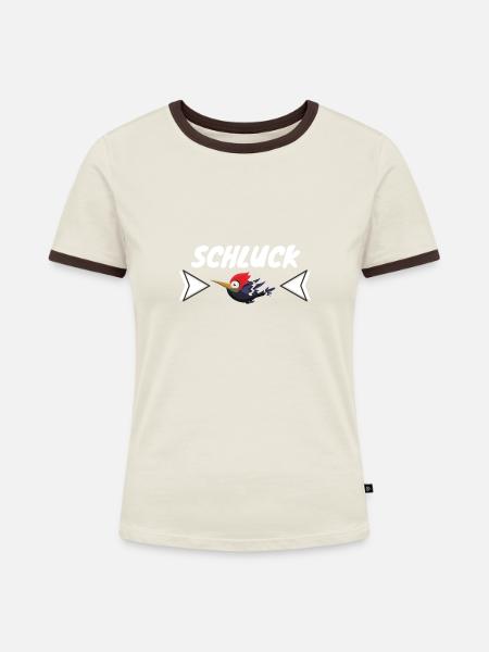 Schluckspecht - Frauen Kontrast-T-Shirt - Off-White/Dunkelbraun