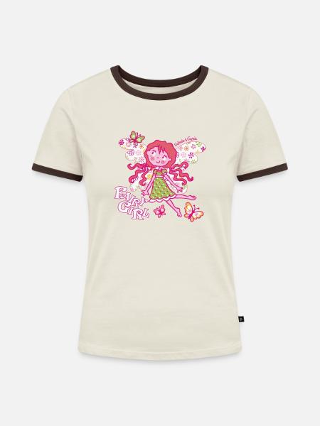Fairy Girl - Frauen Kontrast-T-Shirt - Off-White/Dunkelbraun
