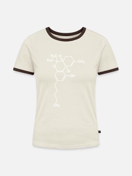 thc tetrahydrocannabinol - Frauen Kontrast-T-Shirt - Off-White/Dunkelbraun