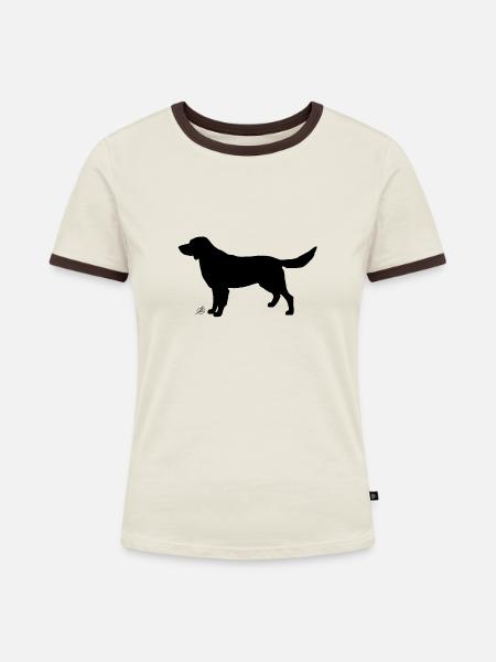 Deutscher Wachtelhund - Frauen Kontrast-T-Shirt - Off-White/Dunkelbraun