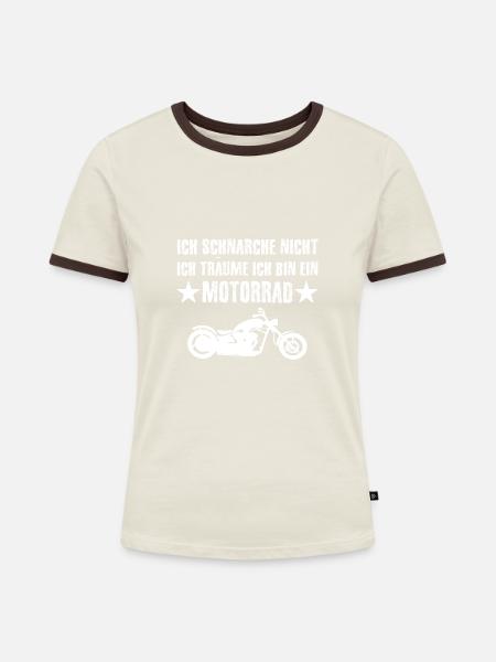 Motorrad - Frauen Kontrast-T-Shirt - Off-White/Dunkelbraun