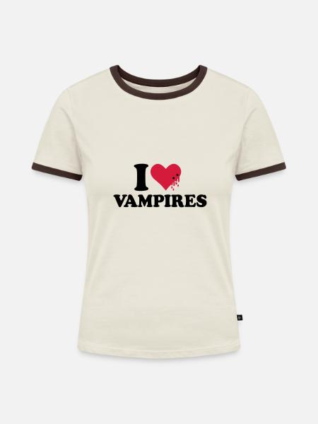 Vampire - Frauen Kontrast-T-Shirt - Off-White/Dunkelbraun