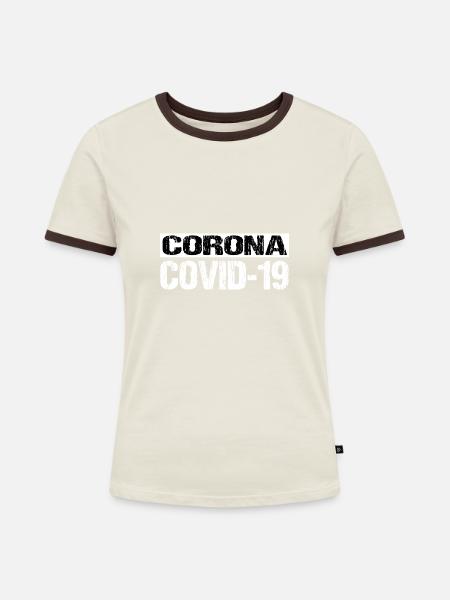 Corona - Frauen Kontrast-T-Shirt - Off-White/Dunkelbraun