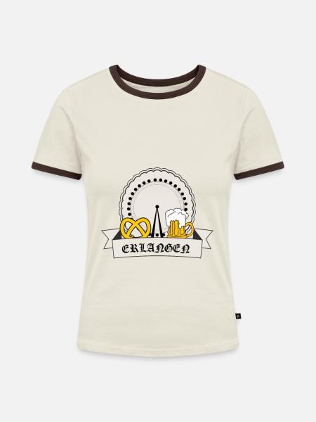 Erlangen Wappen - Frauen Kontrast-T-Shirt - Off-White/Dunkelbraun