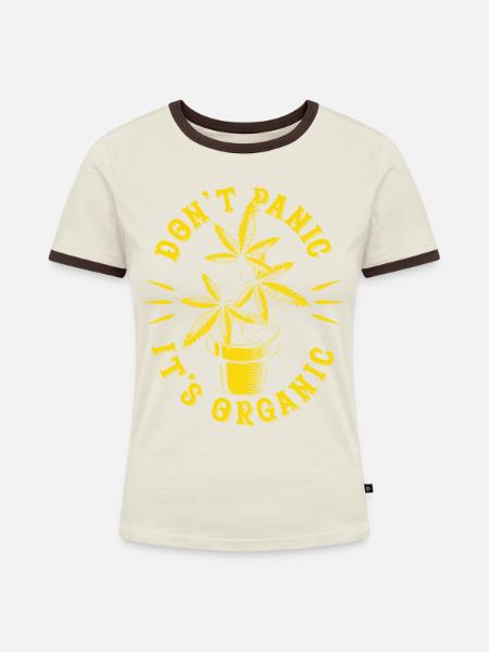 Bio-Cannabis - Frauen Kontrast-T-Shirt - Off-White/Dunkelbraun
