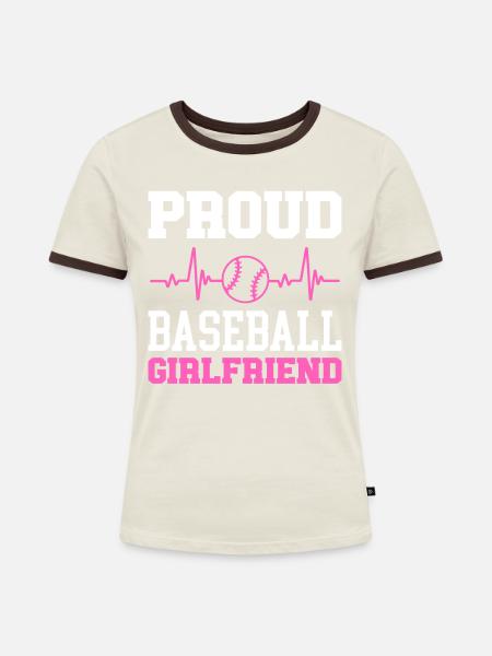 Baseball - Frauen Kontrast-T-Shirt - Off-White/Dunkelbraun