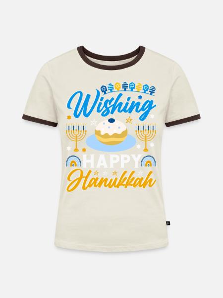 Hanukkah - Frauen Kontrast-T-Shirt - Off-White/Dunkelbraun
