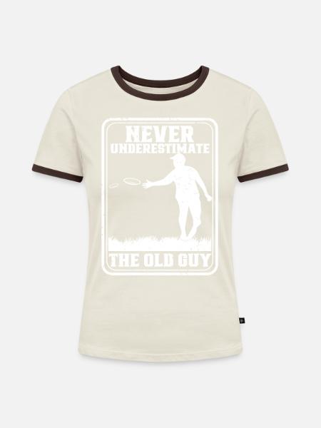 Frisbee Spieler - Frauen Kontrast-T-Shirt - Off-White/Dunkelbraun