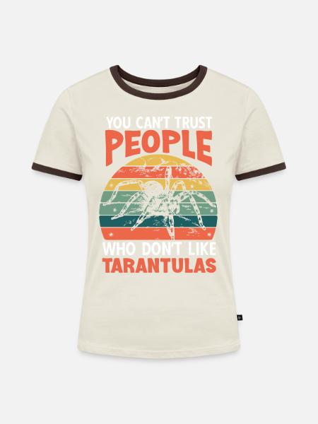 Vogelspinne - Frauen Kontrast-T-Shirt - Off-White/Dunkelbraun