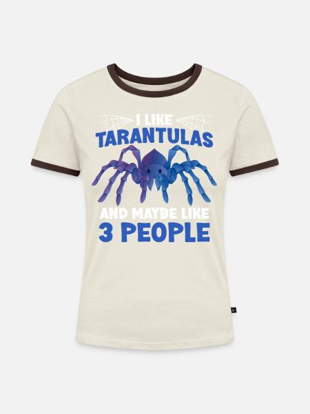 Vogelspinne - Frauen Kontrast-T-Shirt - Off-White/Dunkelbraun