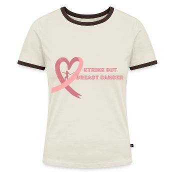 Streichen Sie Brustkrebs Pink Cancer Awareness - Frauen Kontrast-T-Shirt - Off-White/Dunkelbraun - Vorne - AI Model Female 172 dark (172cm)