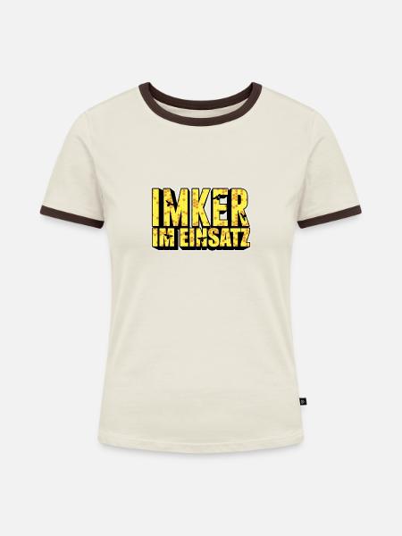 Imker im Einsatz - Frauen Kontrast-T-Shirt - Off-White/Dunkelbraun