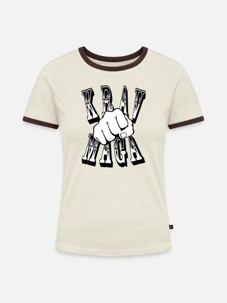 Krav Maga Schlag - Frauen Kontrast-T-Shirt - Off-White/Dunkelbraun