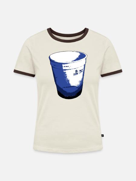 Der Joghurt - Frauen Kontrast-T-Shirt - Off-White/Dunkelbraun