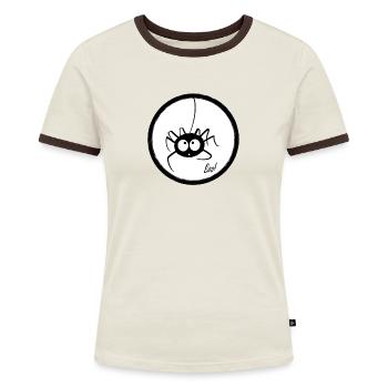 Süße Spinne - Frauen Kontrast-T-Shirt - Off-White/Dunkelbraun - Vorne - AI Model Female 172 dark (172cm)