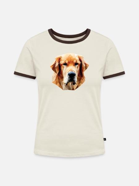 Labrabor Hund Polygon - Frauen Kontrast-T-Shirt - Off-White/Dunkelbraun