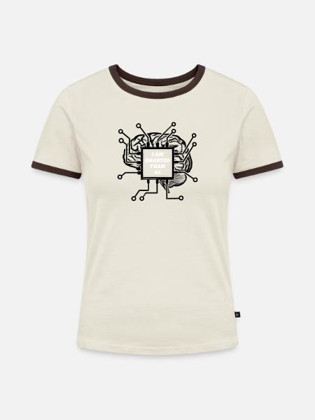 I Am Smarter Than AI - Frauen Kontrast-T-Shirt - Off-White/Dunkelbraun