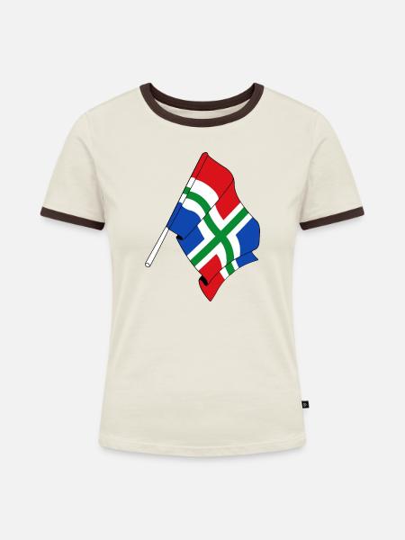 Flagge der Provinz Groningen - Frauen Kontrast-T-Shirt - Off-White/Dunkelbraun