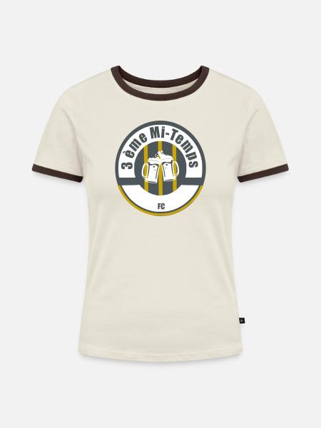 3. Halbzeit FC - Frauen Kontrast-T-Shirt - Off-White/Dunkelbraun