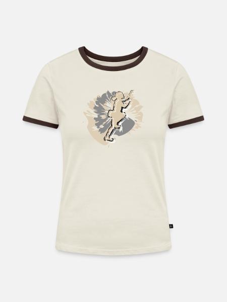 Klettern und Boldern - Frauen Kontrast-T-Shirt - Off-White/Dunkelbraun