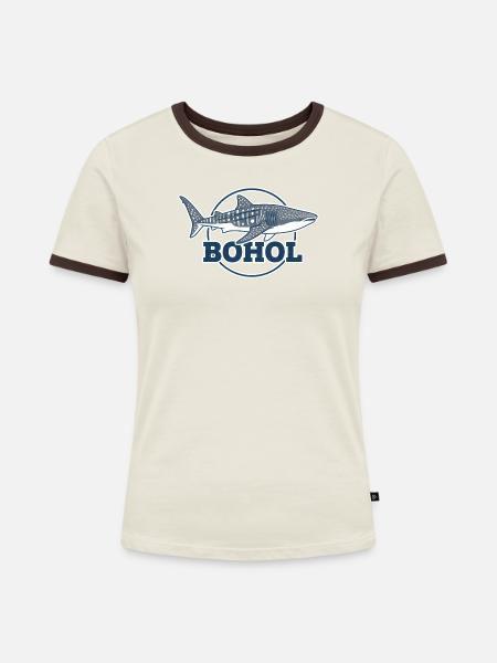 WalHai von Bohol - Frauen Kontrast-T-Shirt - Off-White/Dunkelbraun