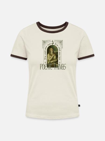 Poetic Things – Iconic Cry Art - Frauen Kontrast-T-Shirt - Off-White/Dunkelbraun