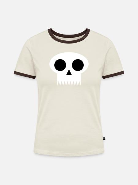 Sake - Frauen Kontrast-T-Shirt - Off-White/Dunkelbraun