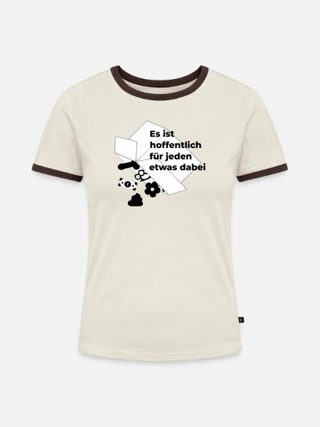 für jeden etwas dabei - Frauen Kontrast-T-Shirt - Off-White/Dunkelbraun