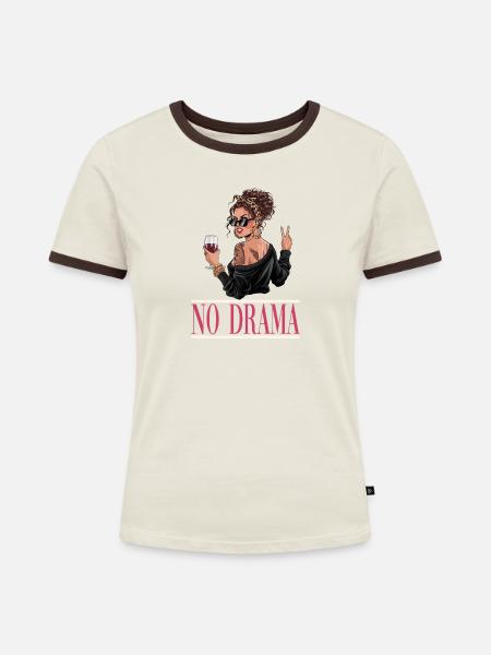 No Drama Diva Stil-Print - Frauen Kontrast-T-Shirt - Off-White/Dunkelbraun