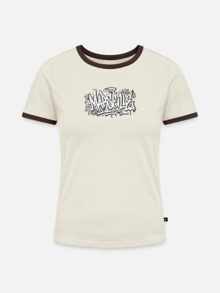 Marseille Graffiti Hip Hop - Frauen Kontrast-T-Shirt - Off-White/Dunkelbraun