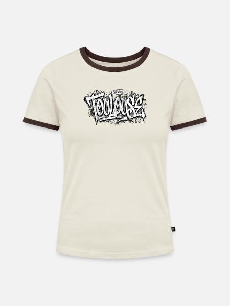 Toulouse Graffiti Hip Hop - Frauen Kontrast-T-Shirt - Off-White/Dunkelbraun