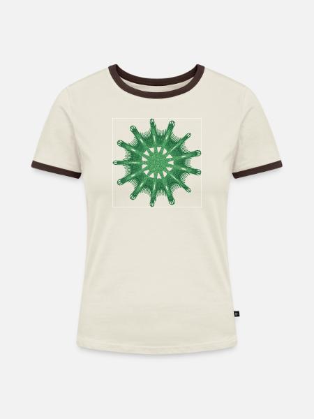 Chaoskompass - Frauen Kontrast-T-Shirt - Off-White/Dunkelbraun