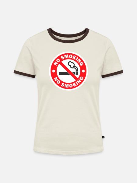 Aufkleber zum Rauchverbotswarnschild - Frauen Kontrast-T-Shirt - Off-White/Dunkelbraun