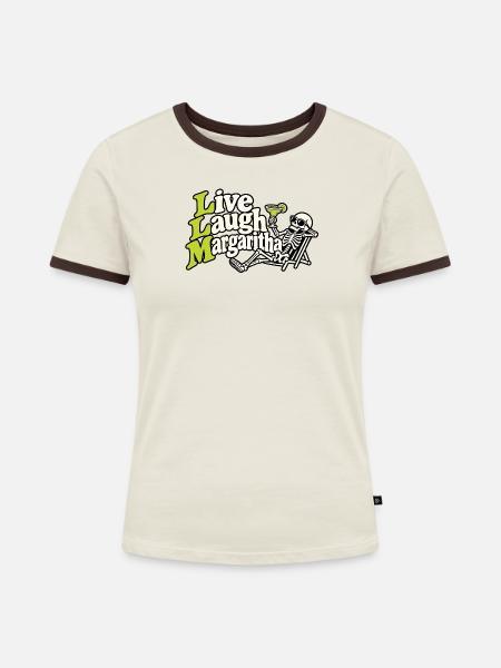 LLM Anti-KI-Skelett - Frauen Kontrast-T-Shirt - Off-White/Dunkelbraun